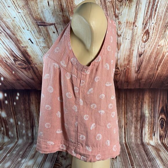 Liz Claiborne Sz Medium Coral Sea Shell Linen Blend V Neck Sleeveless Tank Top - Picture 4 of 8
